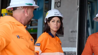 Jolene looking serious on The Block 2026 site.