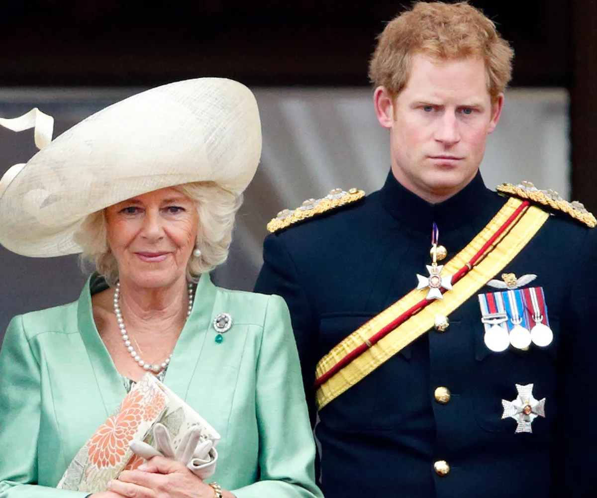 Queen Camilla and Prince Harry pictured in 2015 