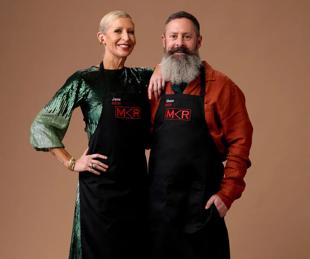 Jane and Shane in their MKR aprons.
