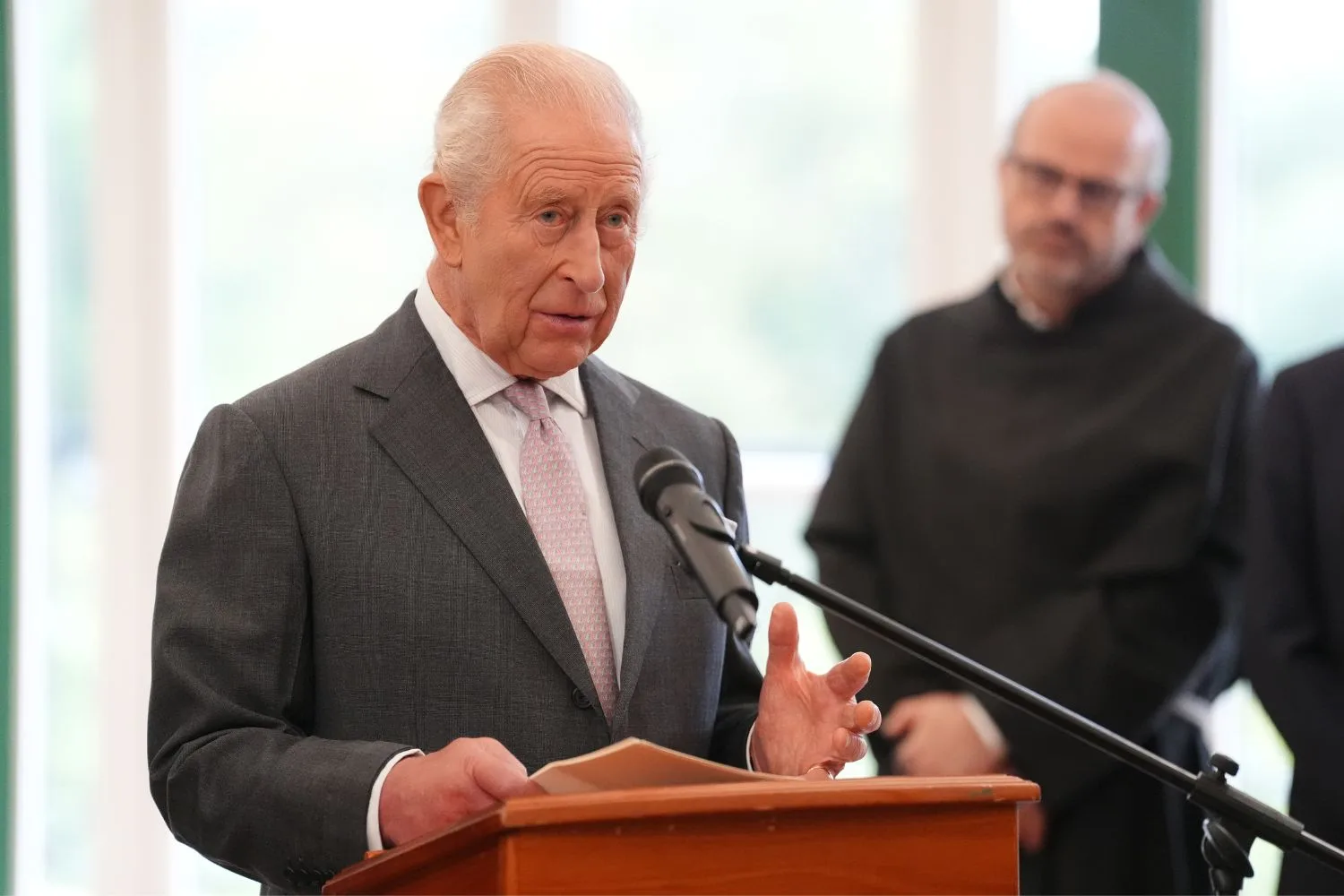 King Charles pictured at an event on September 17, a day after the first Earl Spencer claims were aired