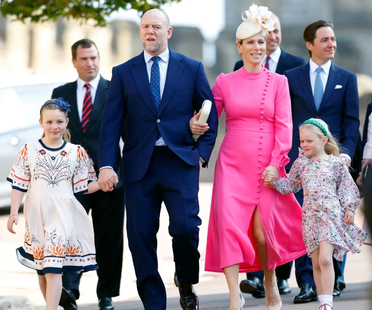 Zara and Mike Tindall with their daughters Mia and Lena