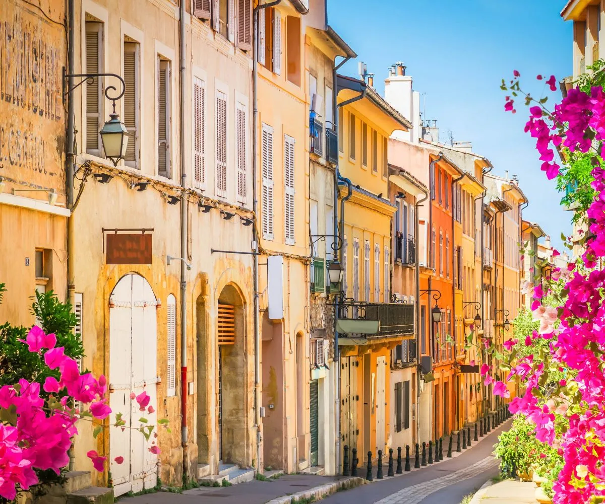 A traditional streetscape in Aix-En-Provence.