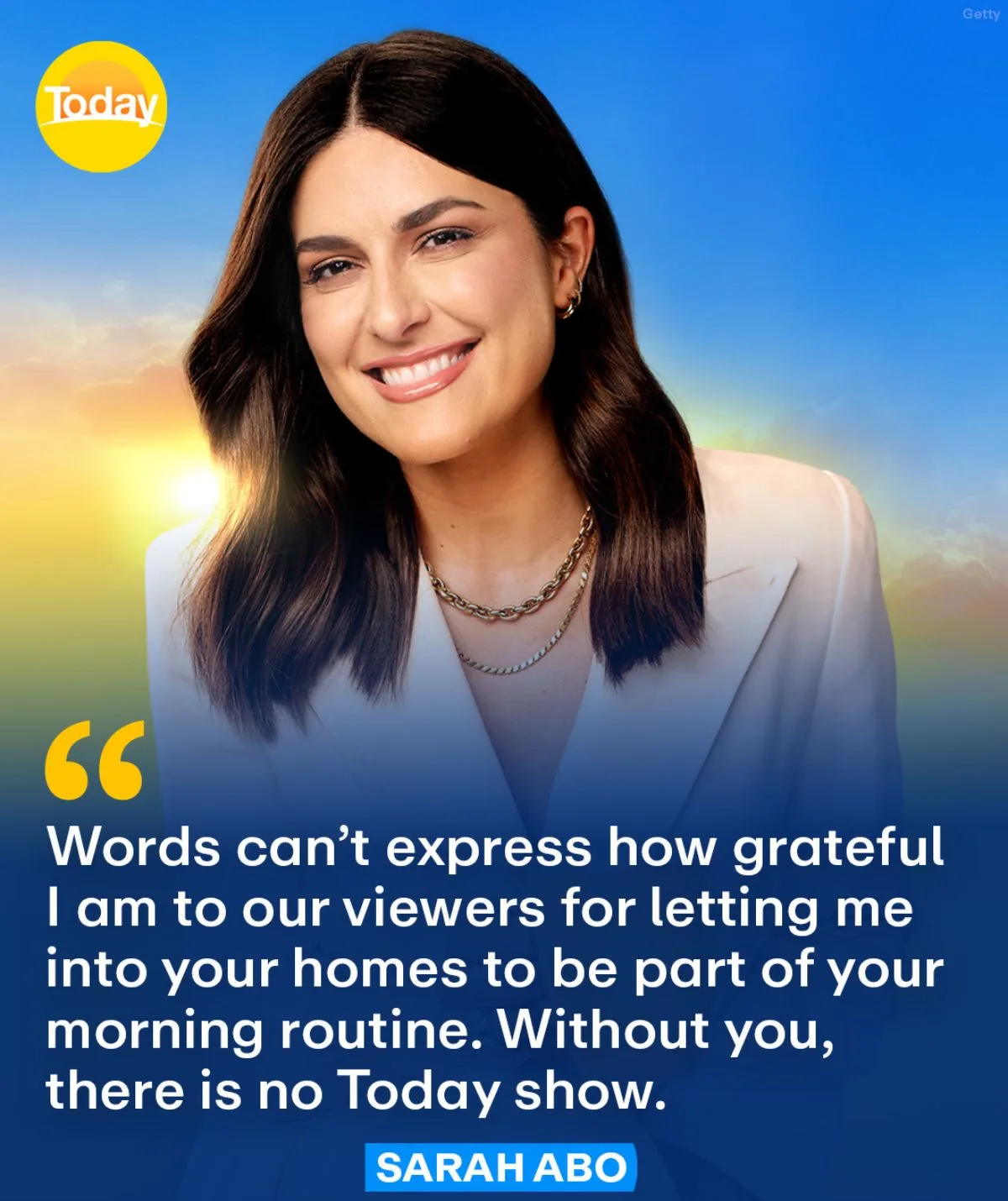 Sarah Abo leaves Today