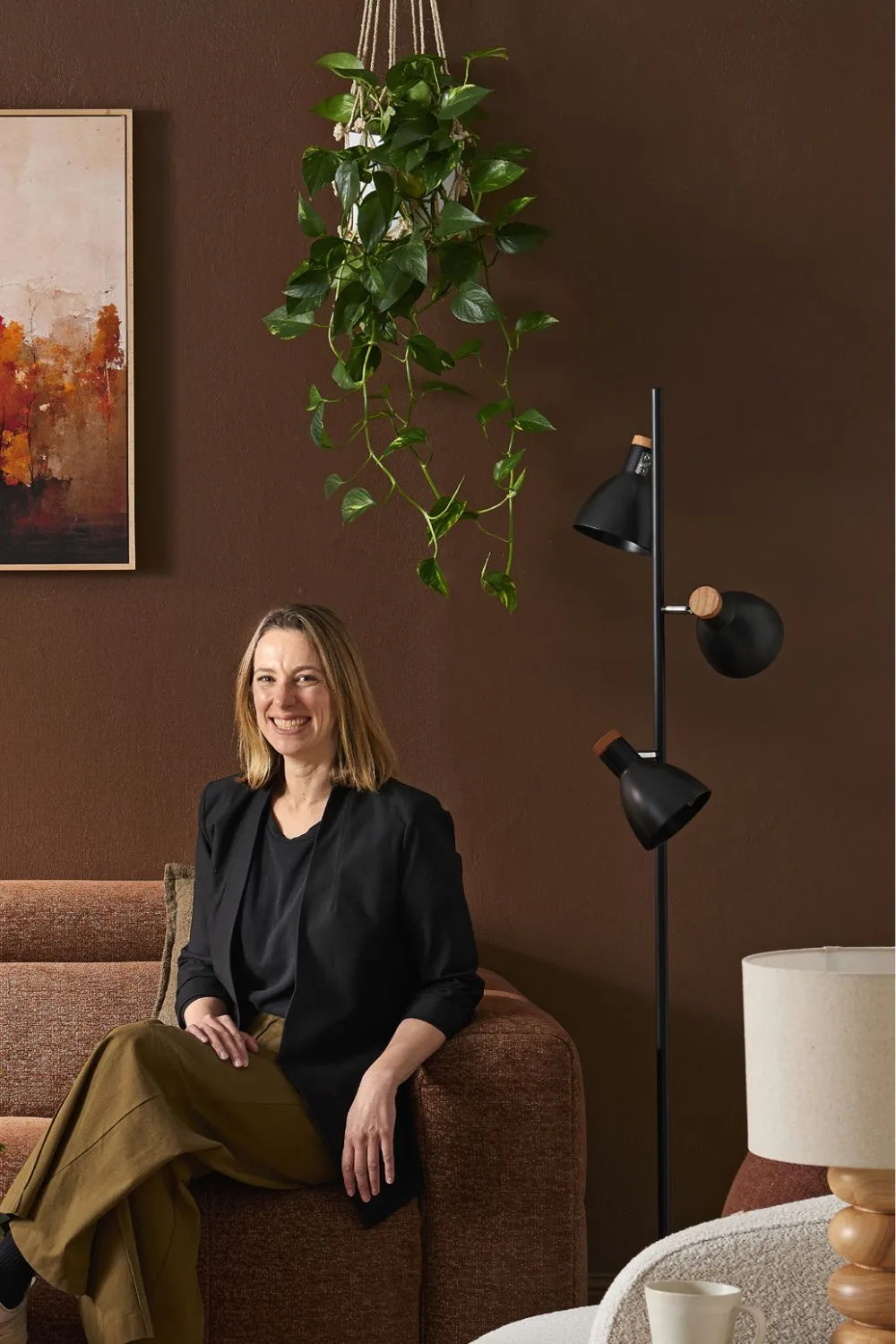 Woman's Day Editor Katherine Chatfield in the Fantastic Furniture living room