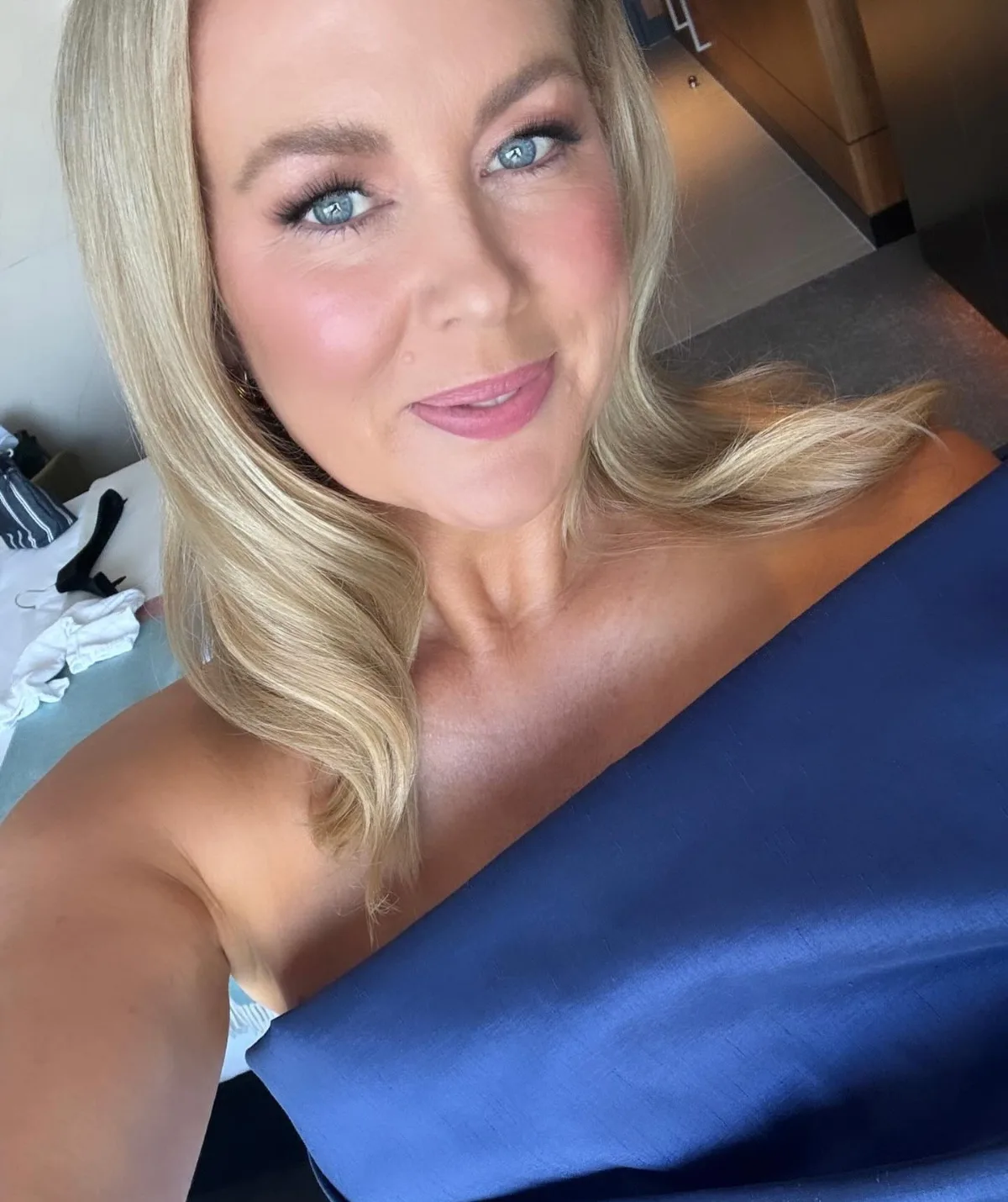 Sam Armytage smiles for a selfie 