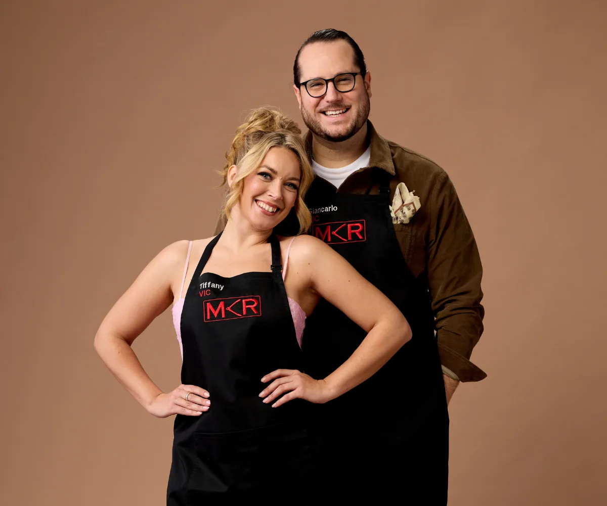 Tiffany and Giancarlo in their MKR aprons.