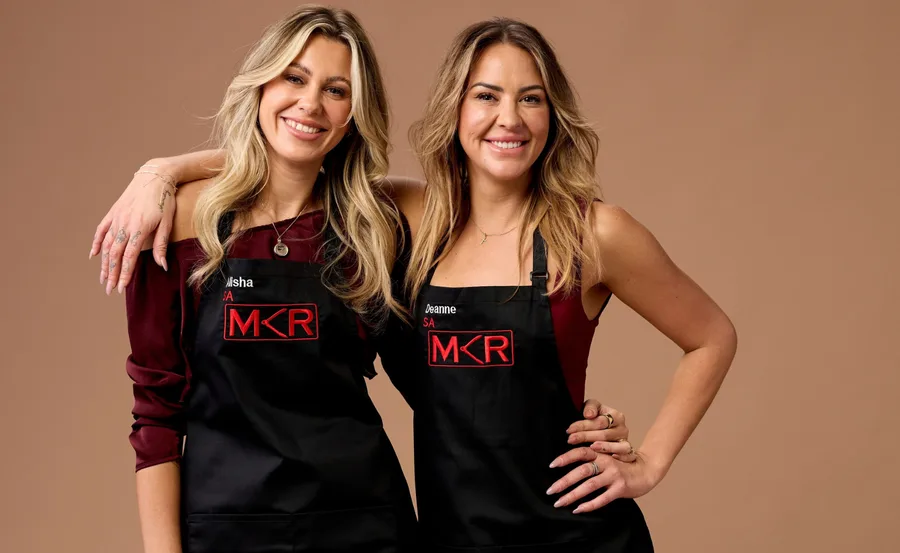 Alisha and Deanne, with MKR aprons on