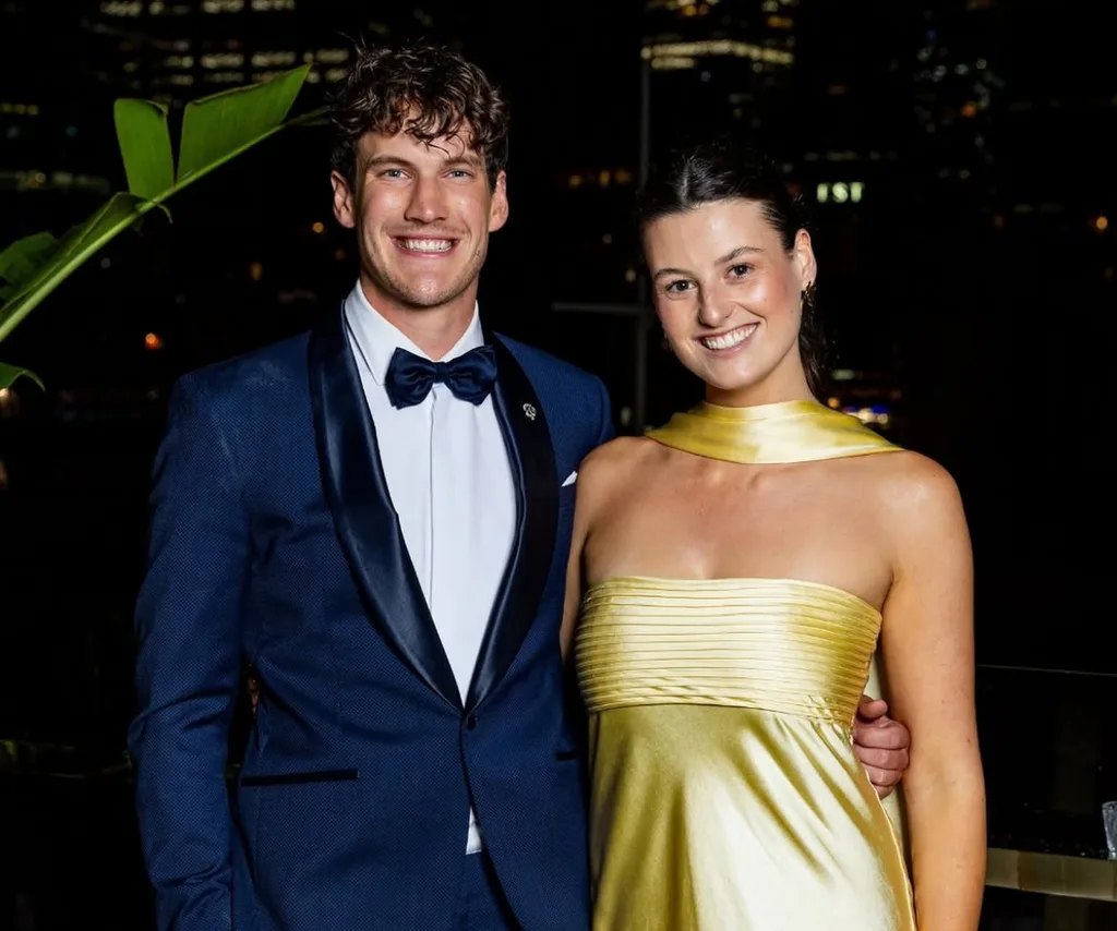 Zac and Maya from Farmer Wants a Wife together in formal attire.