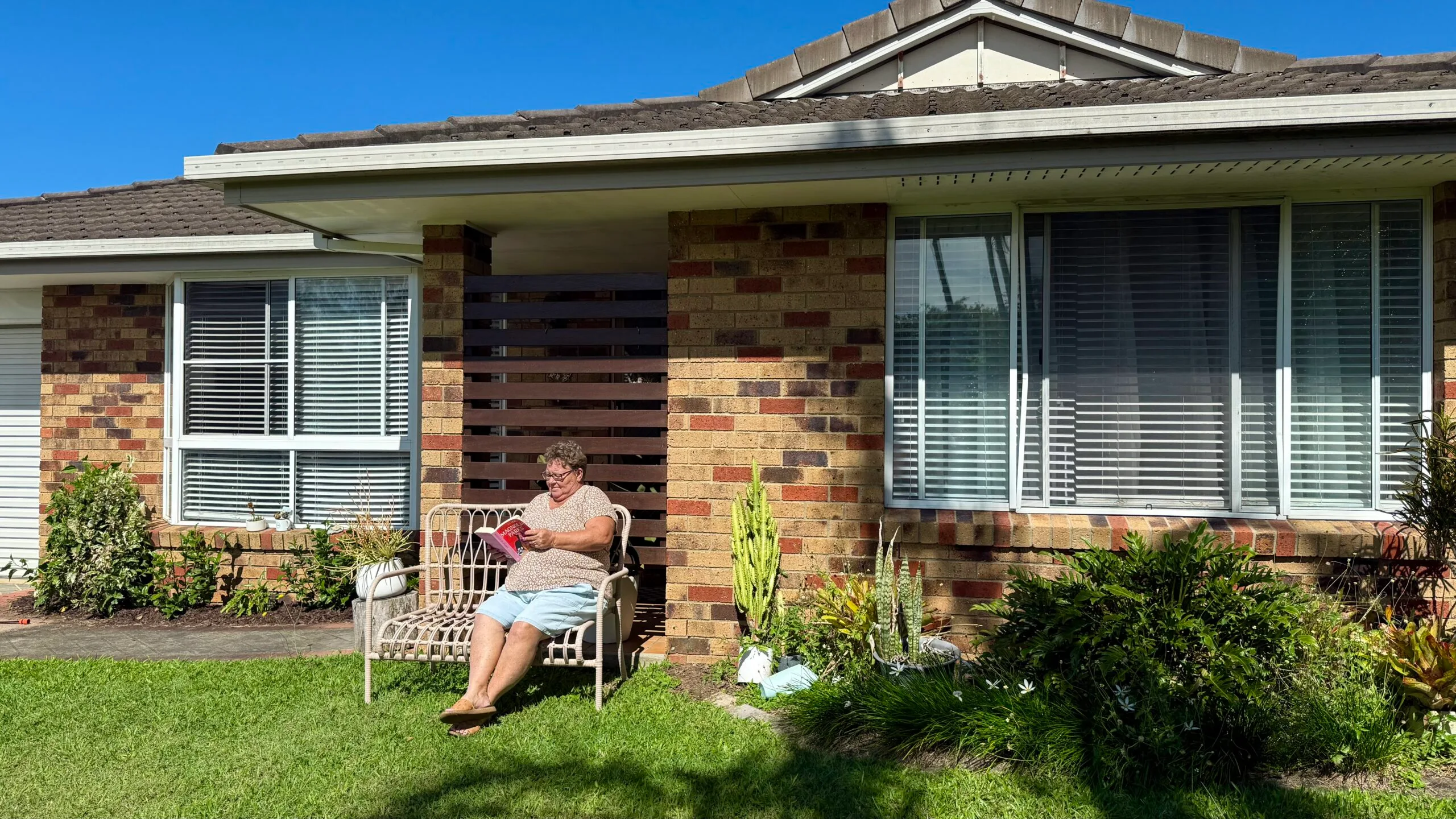 Gillian at her rented home before she won the Endeavour Lotteries prize package