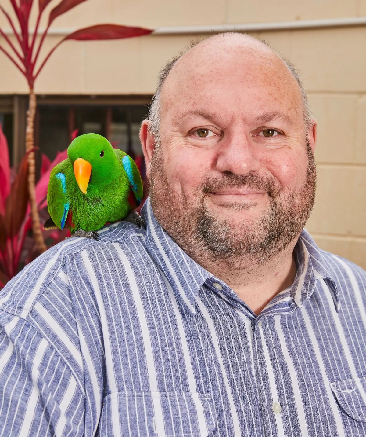 Michael Clancy and his parrot