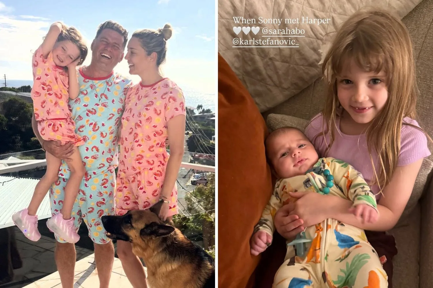 Karl Stefanovic with Jasmine and Harper and baby Sonny