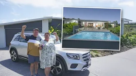 Endeavour Lotteries winners Gillian and Mark outside their brand new home