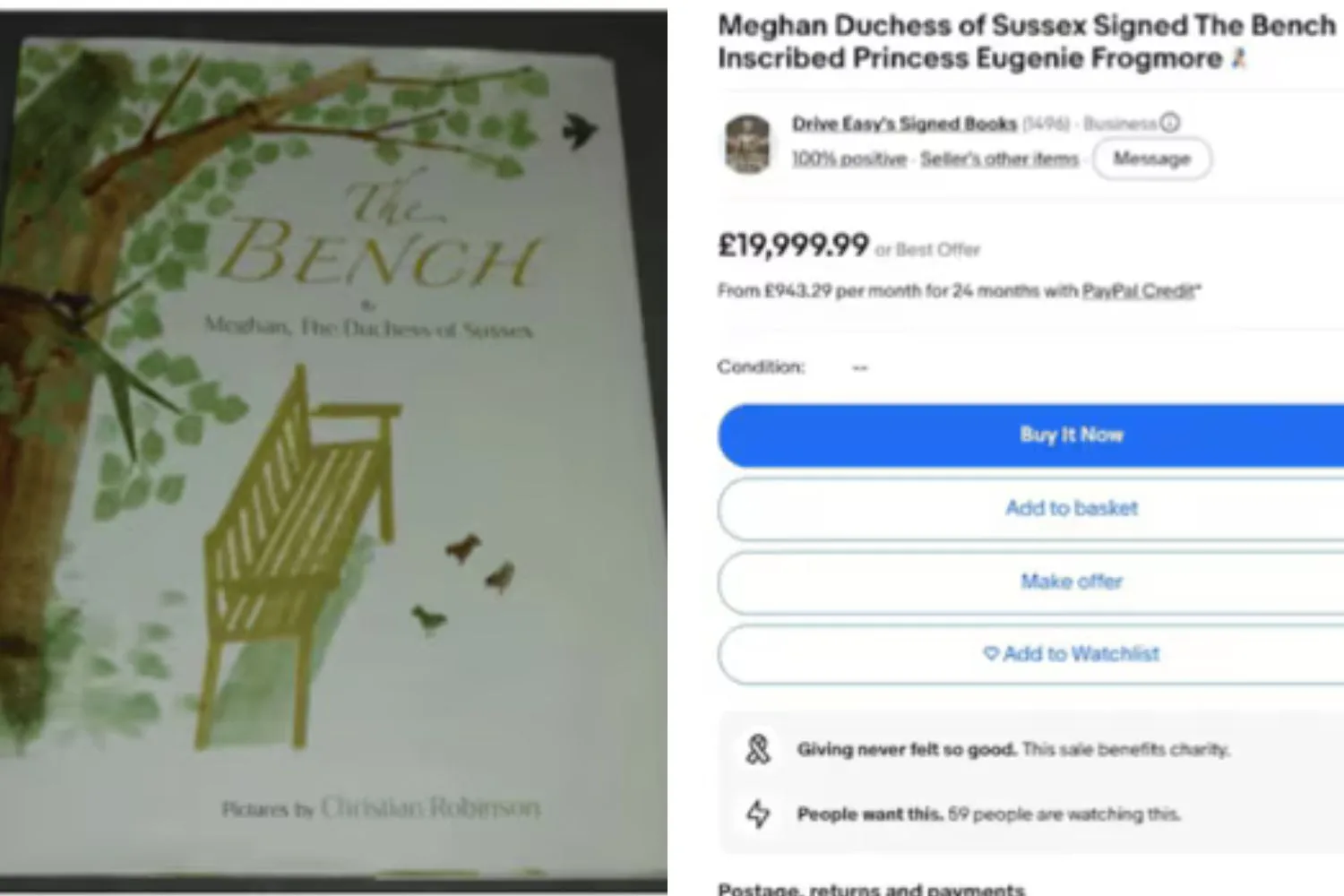 The eBay listing of Meghan's book