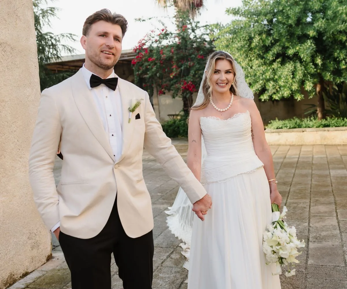 Jai Arrow and his wife on their wedding day