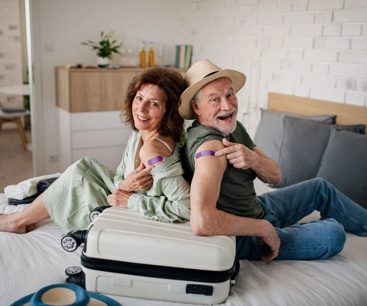Older couple getting travel vaccines