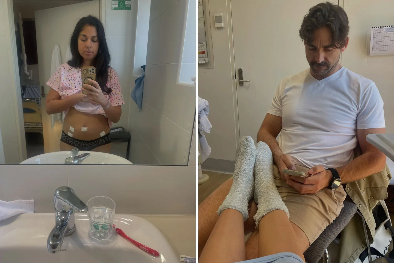 Sarah Roberts in hospital with boyfriend Jake