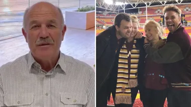 Wally Lewis and his family in a side by side split