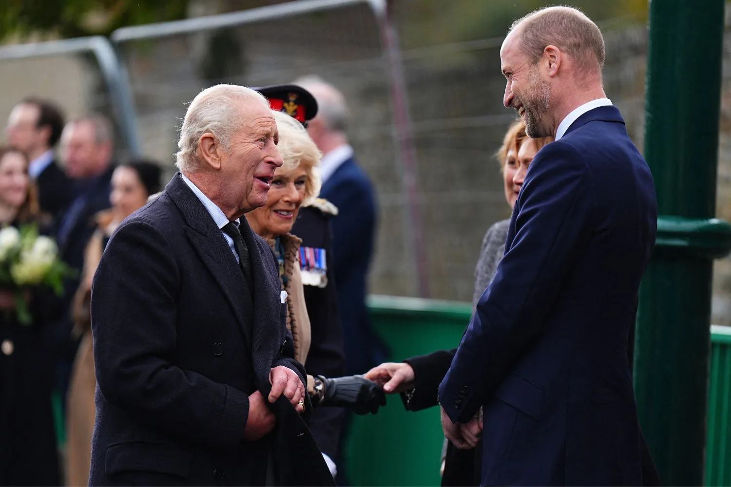 King Charles and Prince William chat in Wales