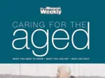 Cover image of "Caring for the Aged" article, featuring an elderly man outdoors against a blue sky backdrop.