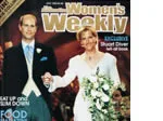 Prince Edward and Sophie Rhys-Jones in wedding attire on a magazine cover.