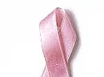 Pink ribbon symbolizing breast cancer awareness on a white background.