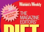 Cover of "The Magazine Editors' Diet" book with over 50 recipes and a fat & carbs counter, by Women's Weekly.
