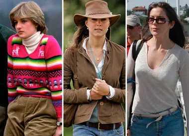 Royal makeovers: three women in outdoor attire, each with unique styles ranging from casual to chic.