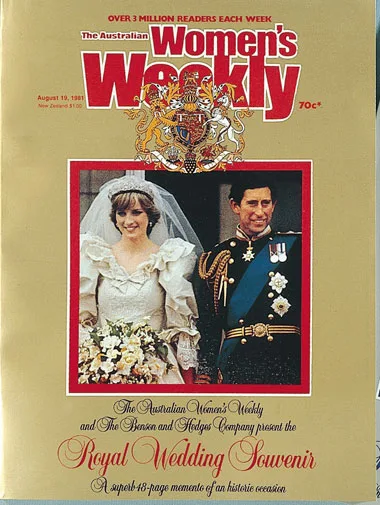 Royal wedding souvenir cover featuring a bride in white gown and groom in uniform, dated August 10, 1981.