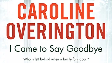 Caroline Overington's book cover for "I Came to Say Goodbye," with the tagline about family separation.