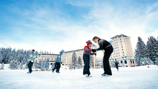 Ice skating at Lake Louise