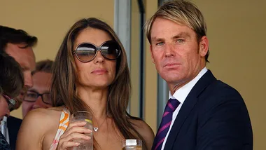Shane Warne and Liz Hurley in July.