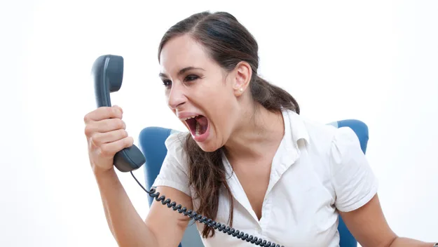 Woman screaming at the phone