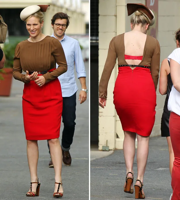 Zara Phillips flashes racy red bra in Queensland