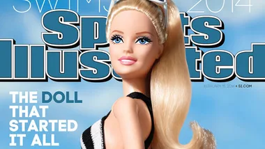 Barbie on the cover of Sports Illustrated Swimsuit Issue 2014, featuring "The Doll That Started It All" text.