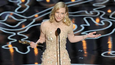 Cate Blanchett accepting the Academy Award for best actress.