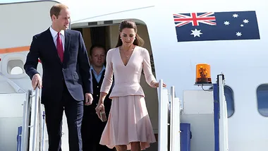 Prince William and Kate Middleton stepping off plane