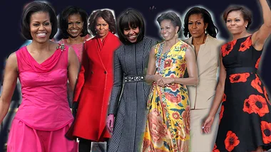 Michelle Obama in various stylish outfits, showcasing her iconic fashion sense.