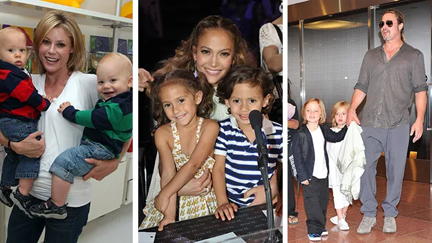 Julia Bown, Jennifer Lopez and Brad Pitt with twins