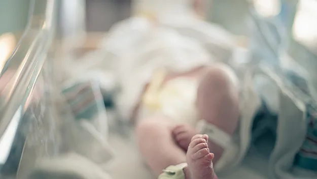 newborn baby in hospital, stock image.