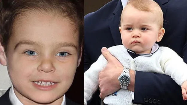 A forensic artist's prediction of what the royal baby would look like and Prince George.