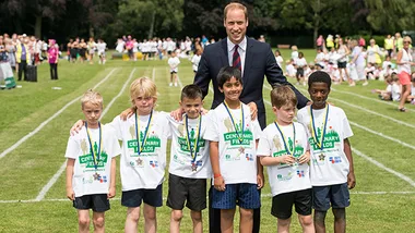 Prince William with school children