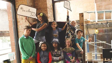 Back to school ad with disabled children 