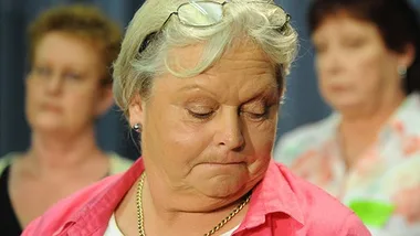 Carolyn Dewaegeneire, who had her external genitalia removed by Reeves, was at the court today.