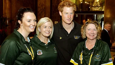 Prince Harry meets female members of the Australian Invictus Games team.