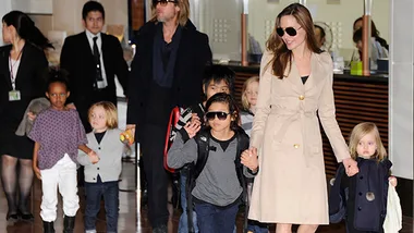 Angelina Jolie and Brad Pitt with their children