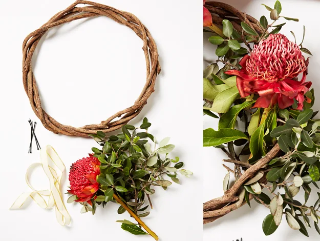 View of How to make a fresh flower wreath for Christmas