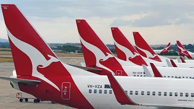 Qantas airplanes at airport