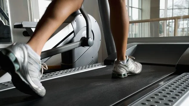 running shoes and treadmill