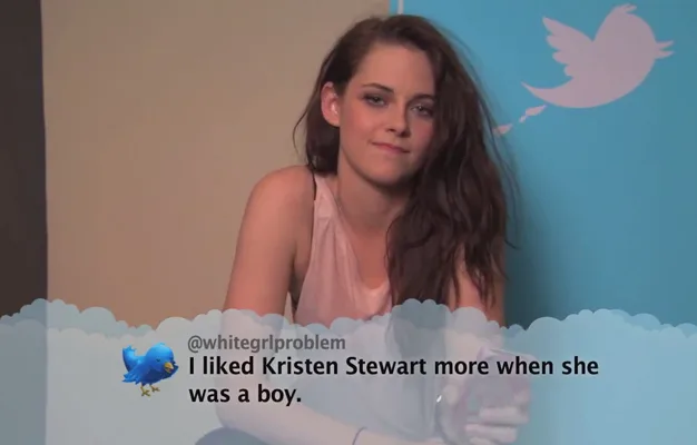 I don't know who this is, but the image shows a person with long hair and a tweet about Kristen Stewart's past image.