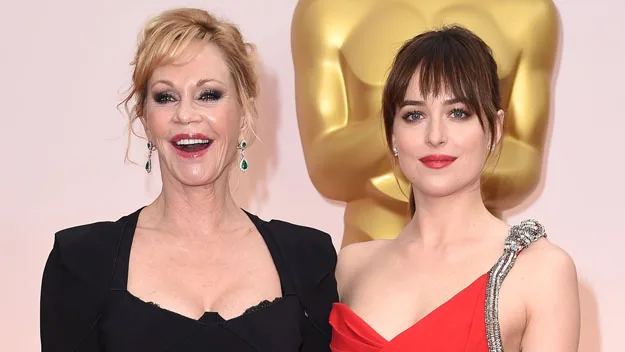 50 Shades of Grey star Dakota Johnson with her famous mother Melanie Griffith. Reportedly Griffith has refused to see the movie that's catapulted her daughter to fame.